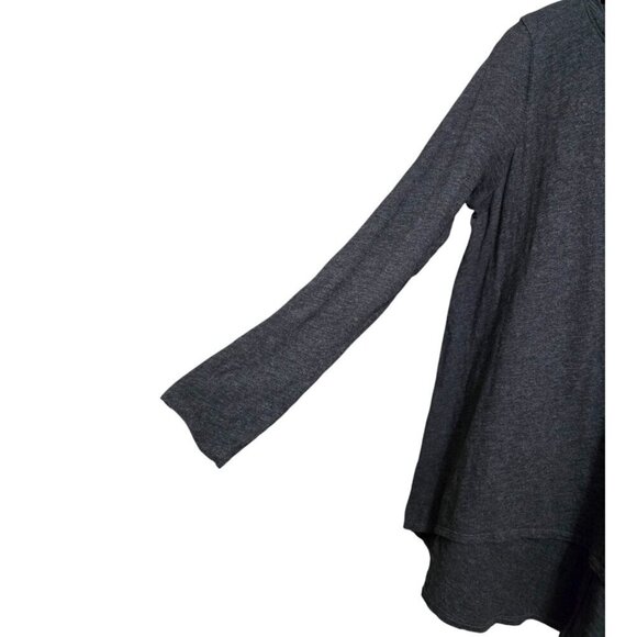 Eileen Fisher Gray Cotton Hi-Lo Long Sleeve Tee Sz S - Picture 3 of 6